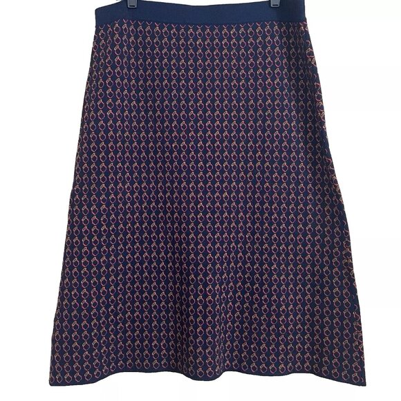 J. Crew Geometric Ring Print Midi Sweater Skirt XL Stretch Knit Business Casual - Picture 6 of 10